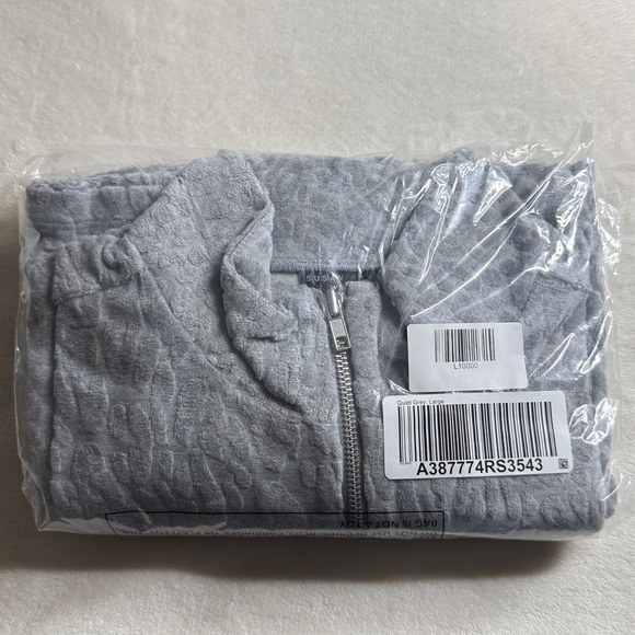 Susan Graver Gray Animal Print Zip Pullover - Picture 7 of 7